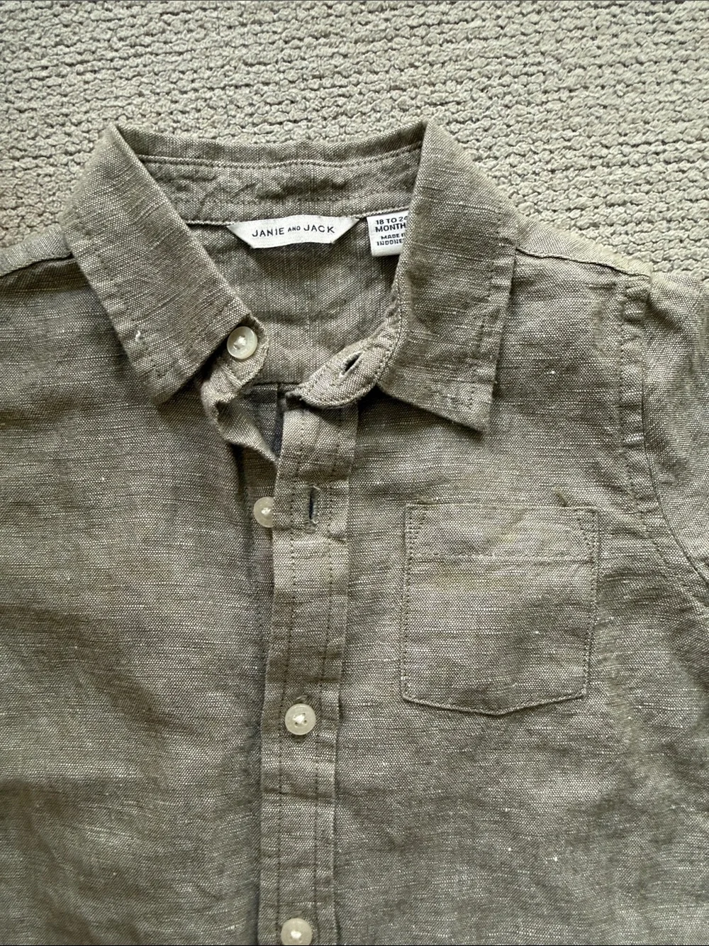 Toddler Button-Down Linen Shirt in Soft Green